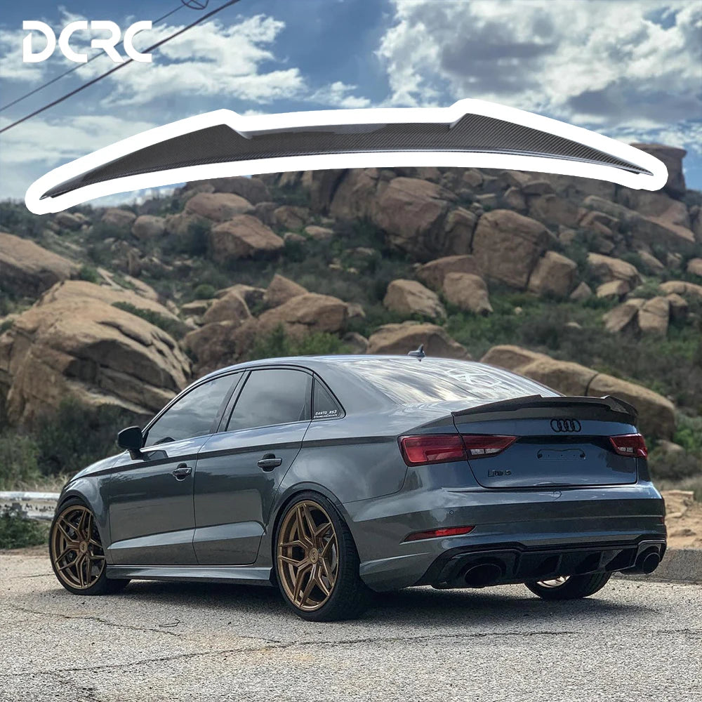 For AUDI A3 S3 RS3 8V M4Style Real Carbon Fiber Material Rear Spoiler Trunk Wing 2013-2020