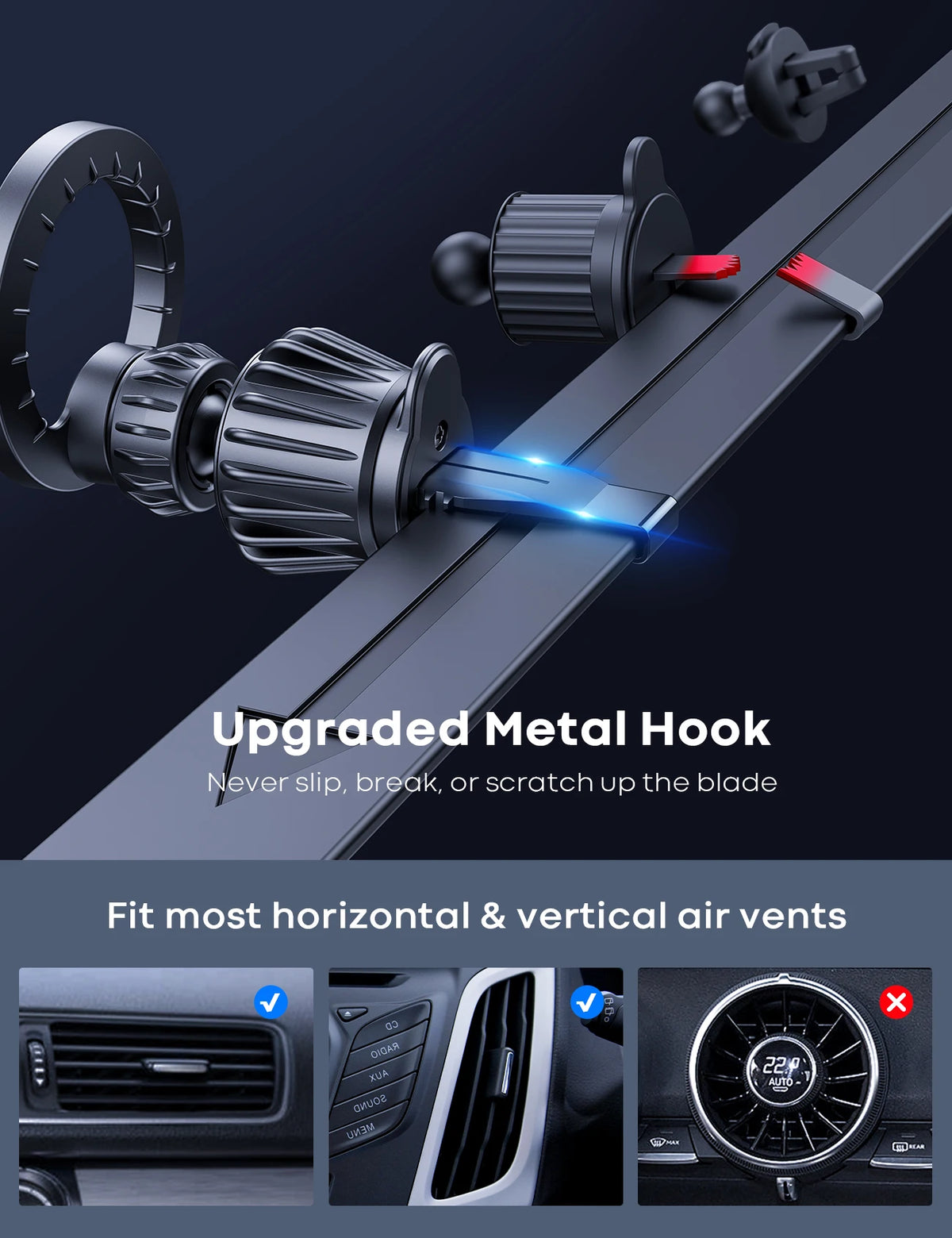 Lamicall STCV03 Magnetic Car Phone Holder Air Vent Mount 360 Rotation Hands Free Mobile Stand Cell Phone Support Bracket Clip