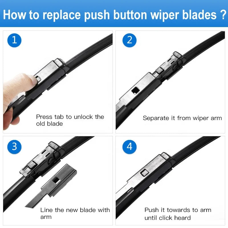 Fornew Plastic Front Wiper Blades for Audi Q5 2008-2016 Push Button for Arm Model Year Fit