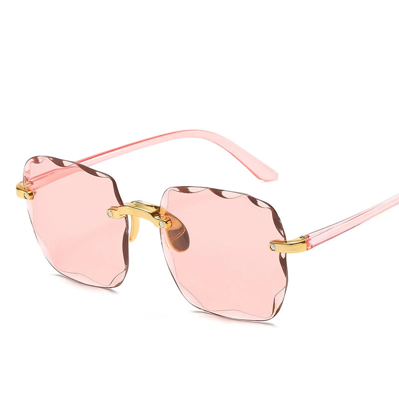 3PCS Square Rimless Sunglasses Women Luxury Brand Designer Summer