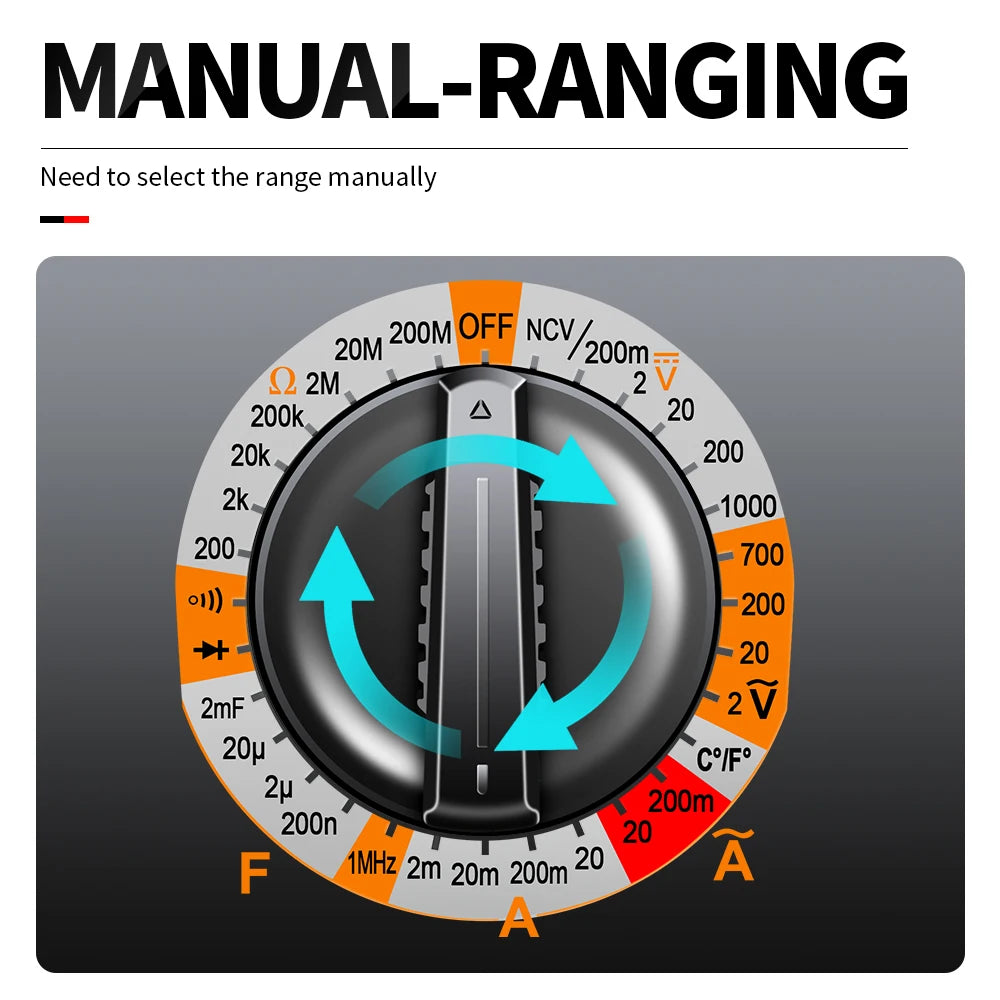 Voltmeter Amp Current Meter Ohmmeter Capacitance Meter 2000 Counts Digital Multimeter Multi Tester with Voice Broadcast