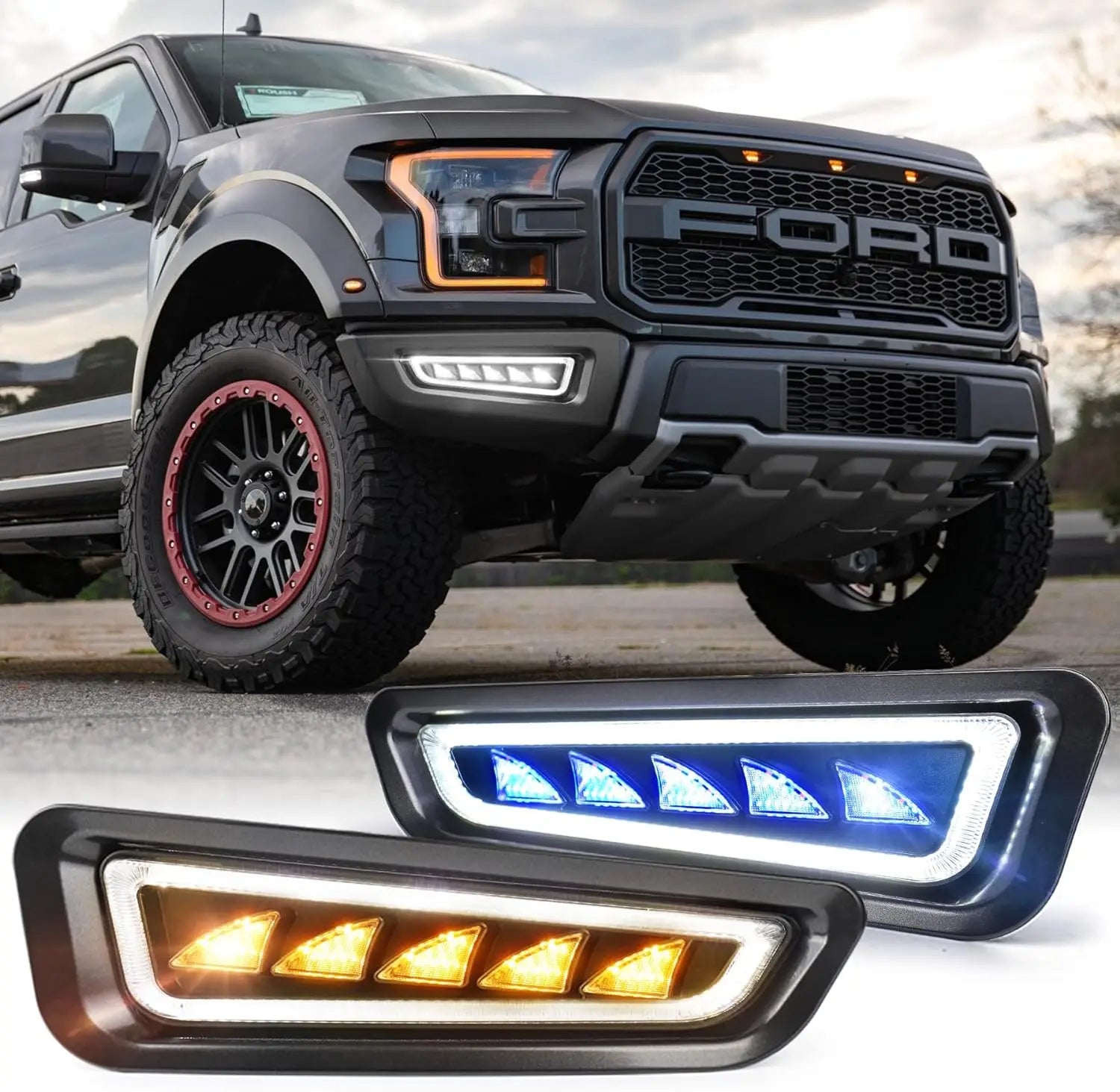 OVOVS Auto Lighting System Waterproof Raptor LED Fog Light for Gen 2 Ford Raptor 2017 2018 2019 2020