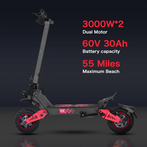 11" Adult Electric Scooter, Scooter for Adults, H8 6000W Commuter E-Scooter, 46MPH Max Speed, 40Mile Range.