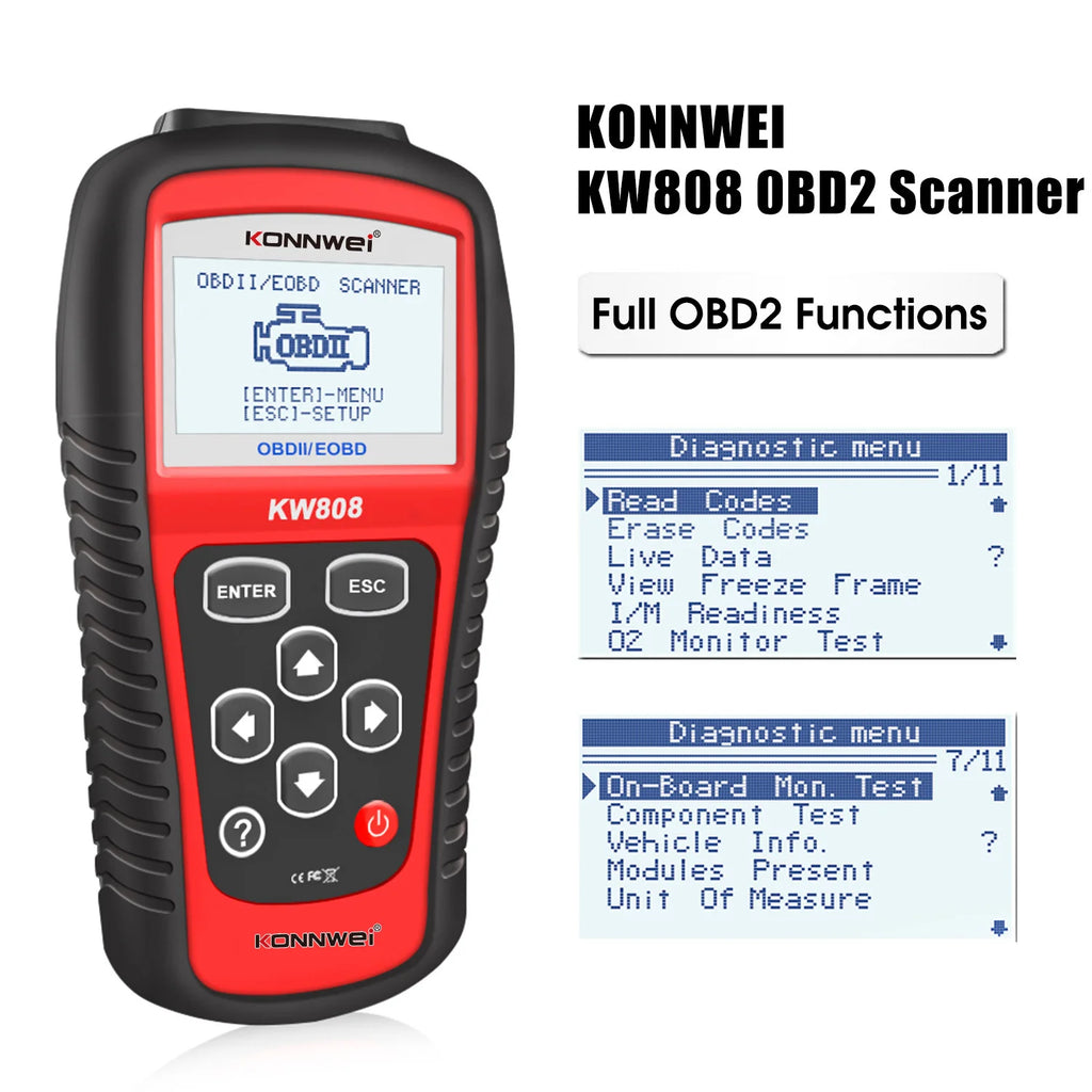 Professional Factory KONNWEI KW808 Universal Car OBD Scanner ECU EOBD Diagnostic Machine with CE FCC ROHS