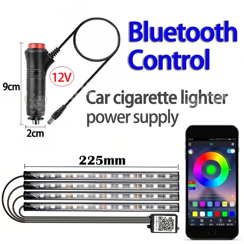 LED Car Music Light Strip 48LEDs USB Smart Bluetooth