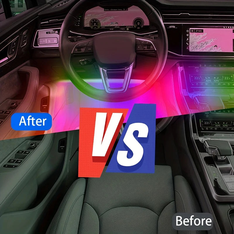 LED Car Music Light Strip 48LEDs USB Smart Bluetooth