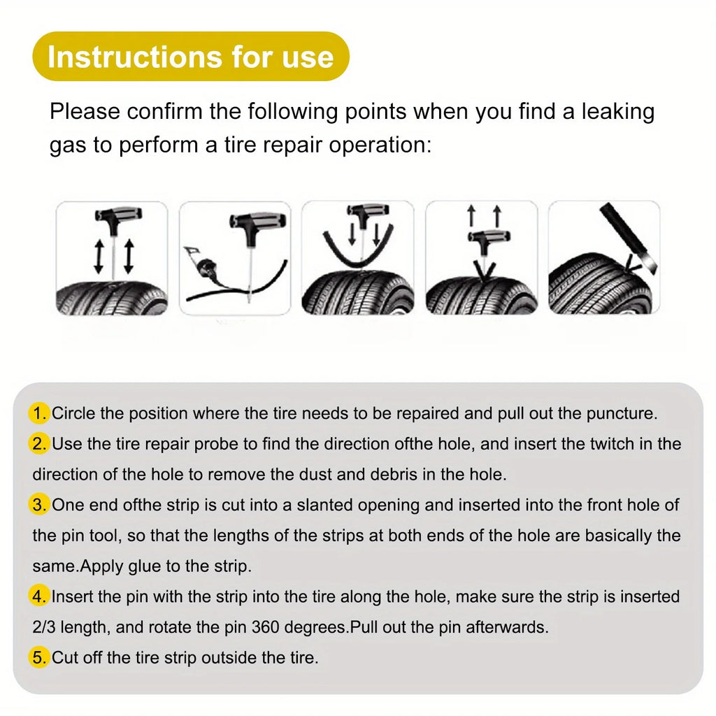 Emergency Tire Repair Kit - Heavy-Duty Glue & Rubber