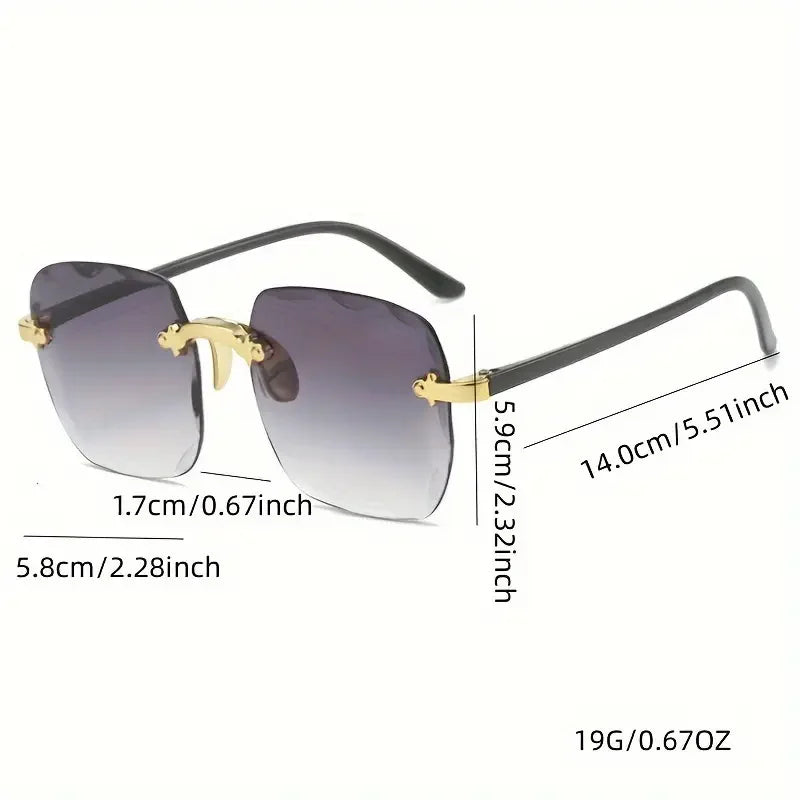 3PCS Square Rimless Sunglasses Women Luxury Brand Designer Summer