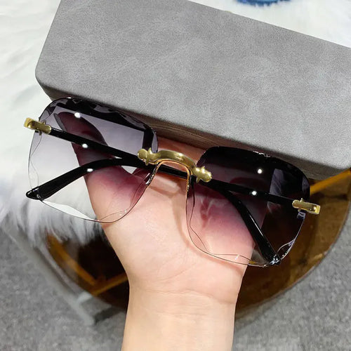 3PCS Square Rimless Sunglasses Women Luxury Brand Designer Summer
