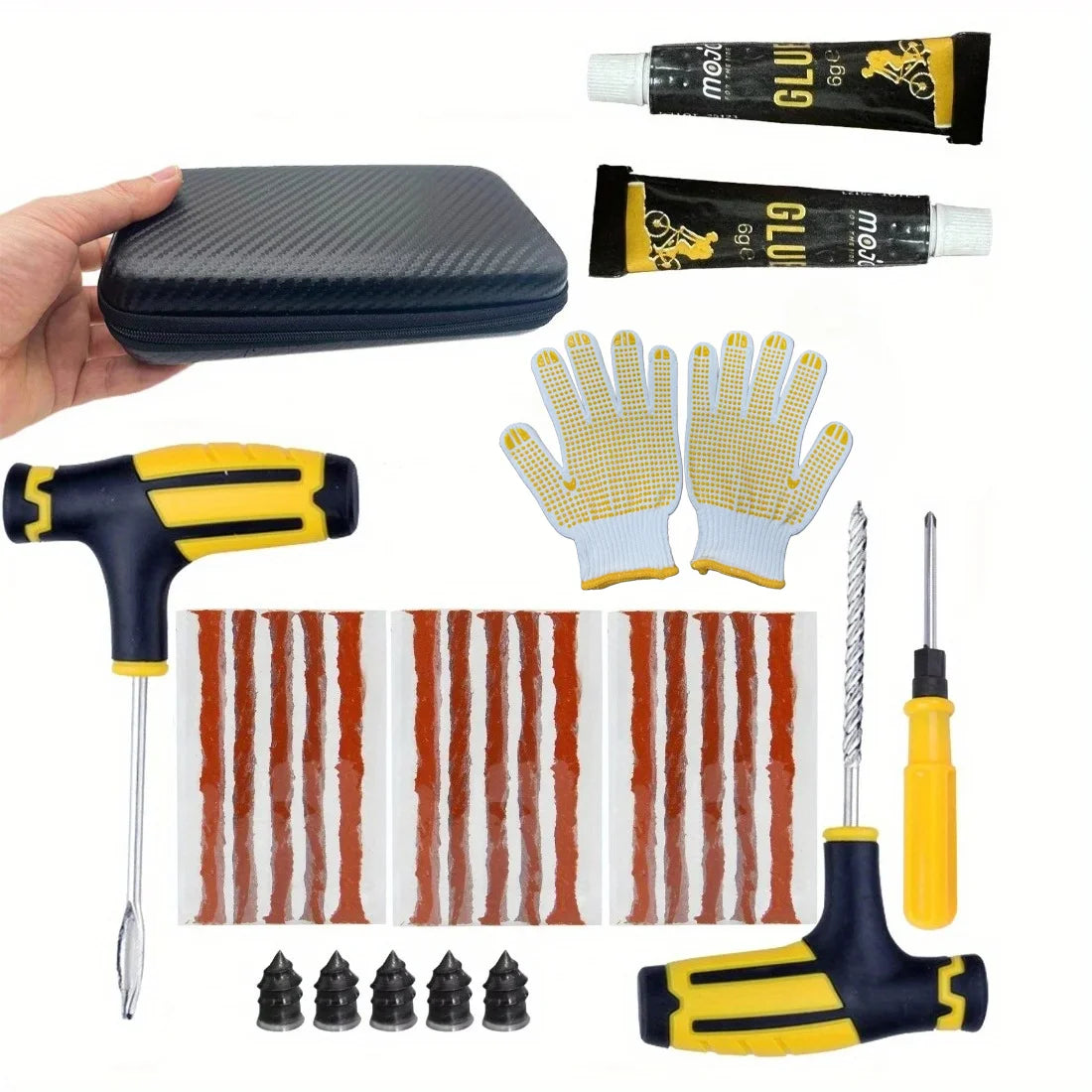 Emergency Tire Repair Kit - Heavy-Duty Glue & Rubber