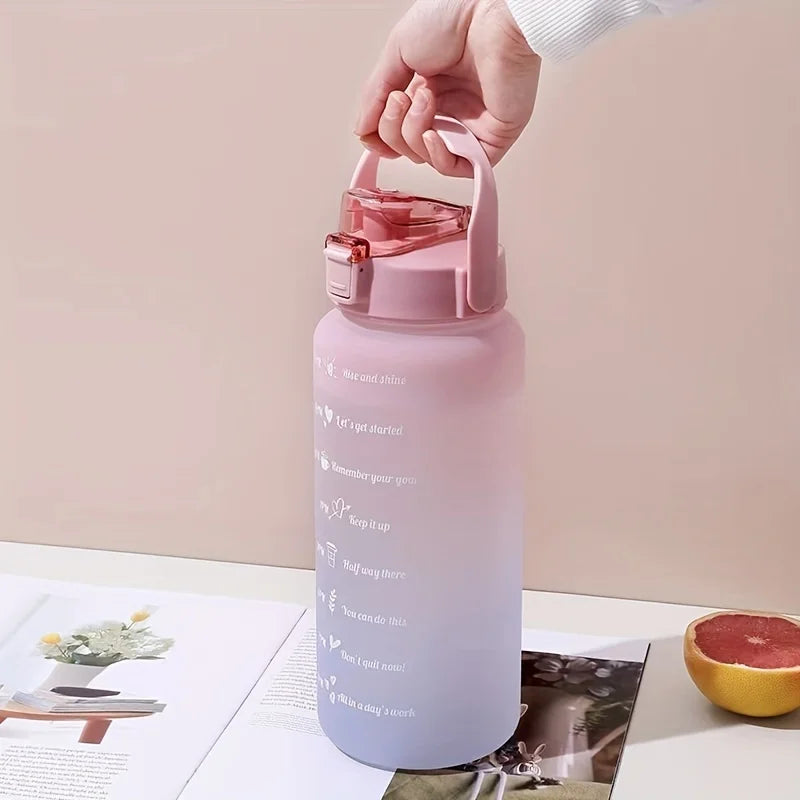 Water Bottle 2 Liter Stay Hydrated Motivated Leakproof Plastic Sport