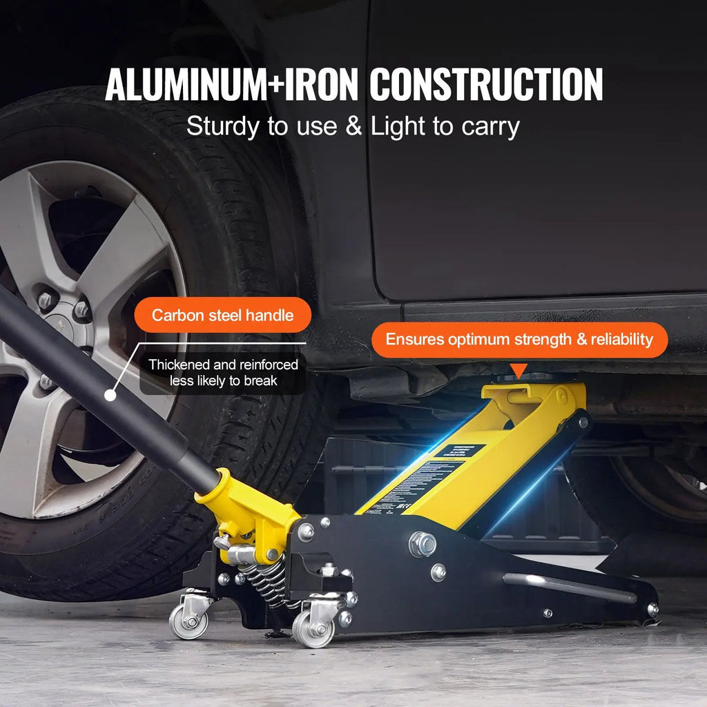 2 Ton (4400 Lbs) Heavy Duty Aluminum Racing Floor Jack Low Profile Hydraulic Car Jack with Dual Piston 3T Loading Capacity