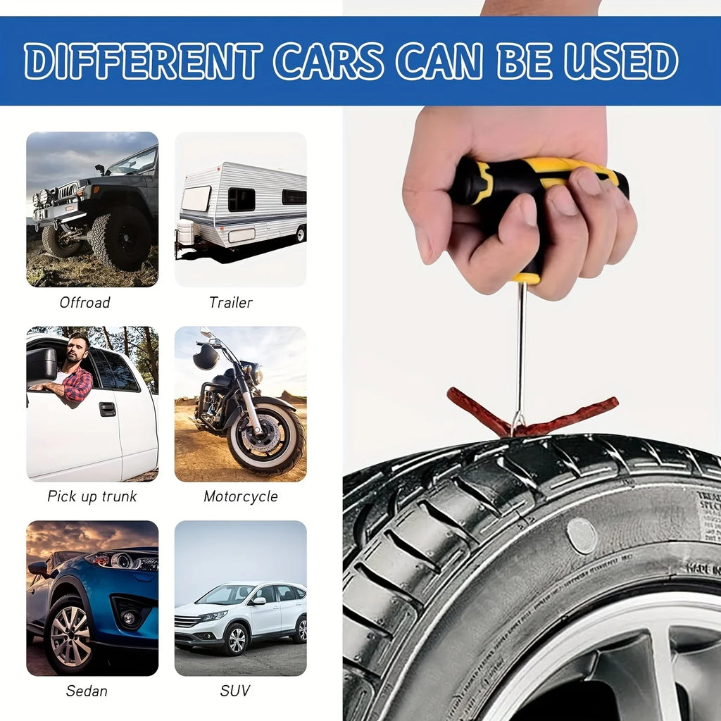 Emergency Tire Repair Kit - Heavy-Duty Glue & Rubber