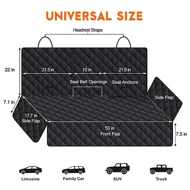Car Dog Seat Cover for Back Seat Waterproof Auto Rear Pet Seat Protector