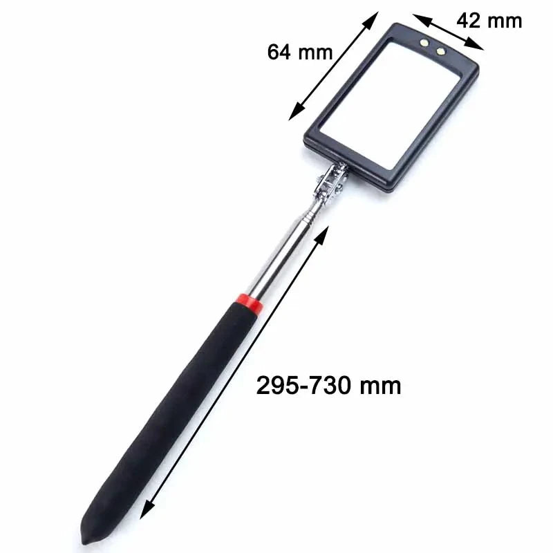 Car 360° Inspection Mirror LED Light Telescoping Mirrors Extend Mechanic