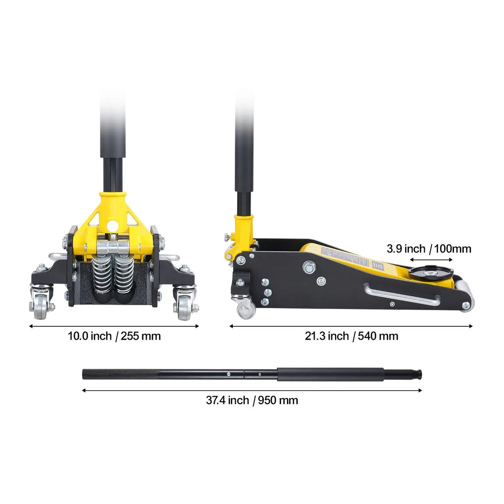 2 Ton (4400 Lbs) Heavy Duty Aluminum Racing Floor Jack Low Profile Hydraulic Car Jack with Dual Piston 3T Loading Capacity