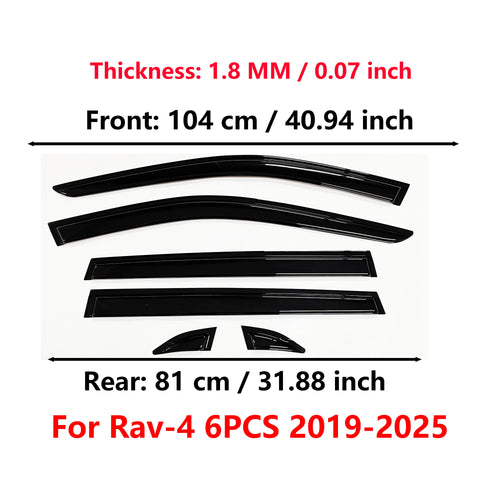 6 Pcs of the Latest Model Car Window Sunshade for RAV4 2020-2024, Window Visor Rain