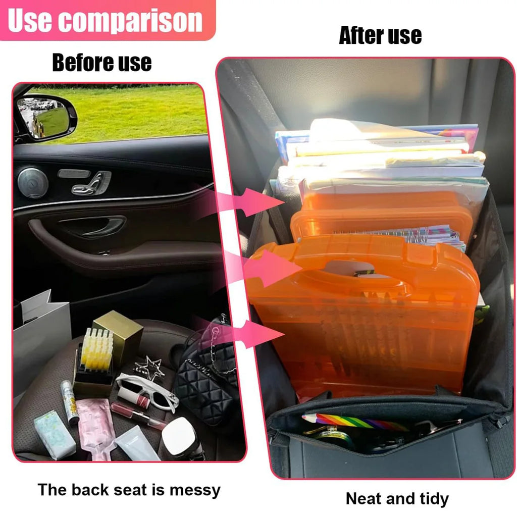 Car Seat Organizer - Passenger Seat Organizer, Collapsible Small Car Seat Storage Organizer for Console Front/Back