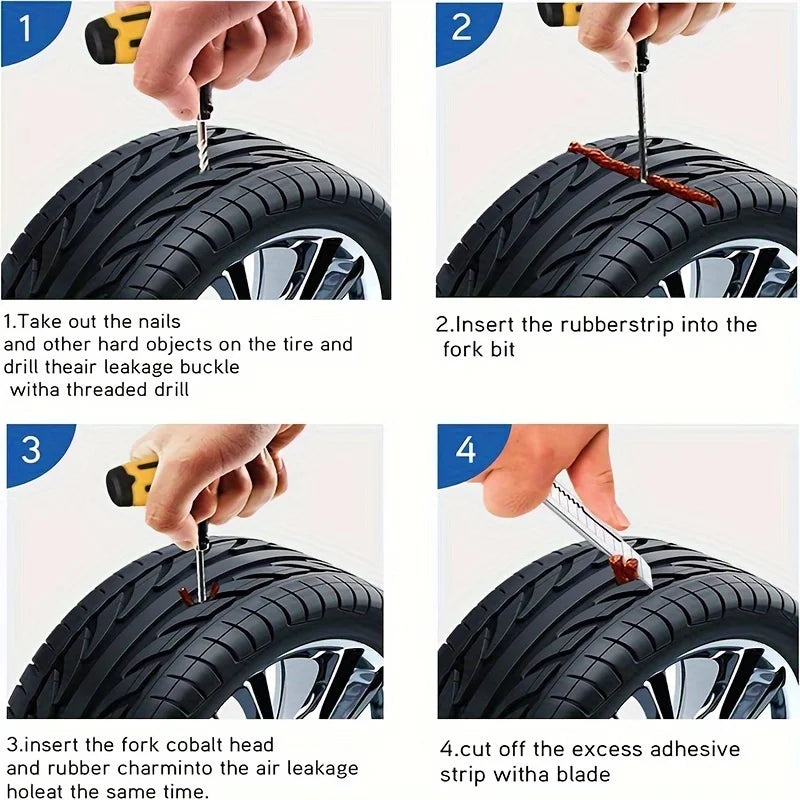 Emergency Tire Repair Kit - Heavy-Duty Glue & Rubber